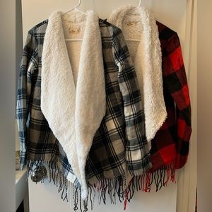 Two (2) Hollister flannel fleece lined cardigans